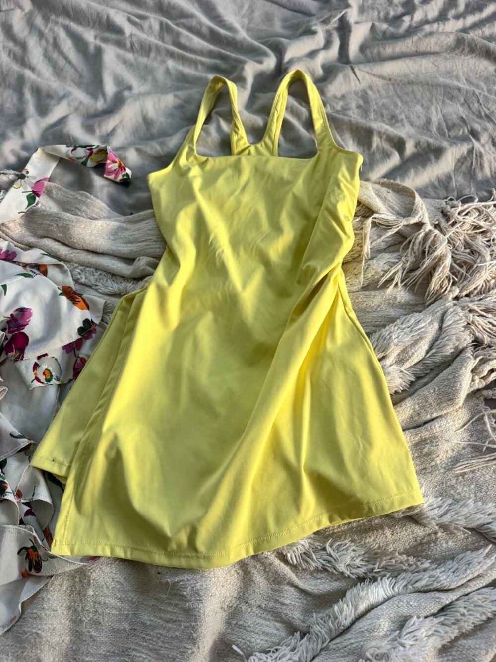 Yellow Athletic Tennis Dress Built-In Shorts Activewear